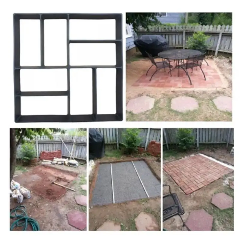 New DIY Path Maker Paver Molds Stone Brick Concrete Mold Concrete Walk Garden Path Paving Paver Reusable Patio Molds Paviment view 3