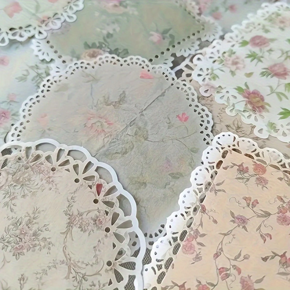 20pcs French vintage floral lace hollow border decorative diary material paper image 4