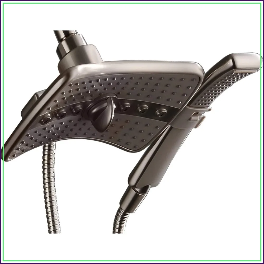 

High Pressure Shower Head Combo with Two Spray Settings Fixed Shower Head and Handheld Shower Head, Brushed Nickel