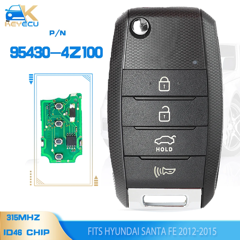 

KEYECU P/N: 95430-4Z100 ,TQ8-RKE-3F04 Flip Upgraded Remote Key Fob 3 Button 315MHz ID46 for Hyundai Santa Fe 2012 2013 2014 2015