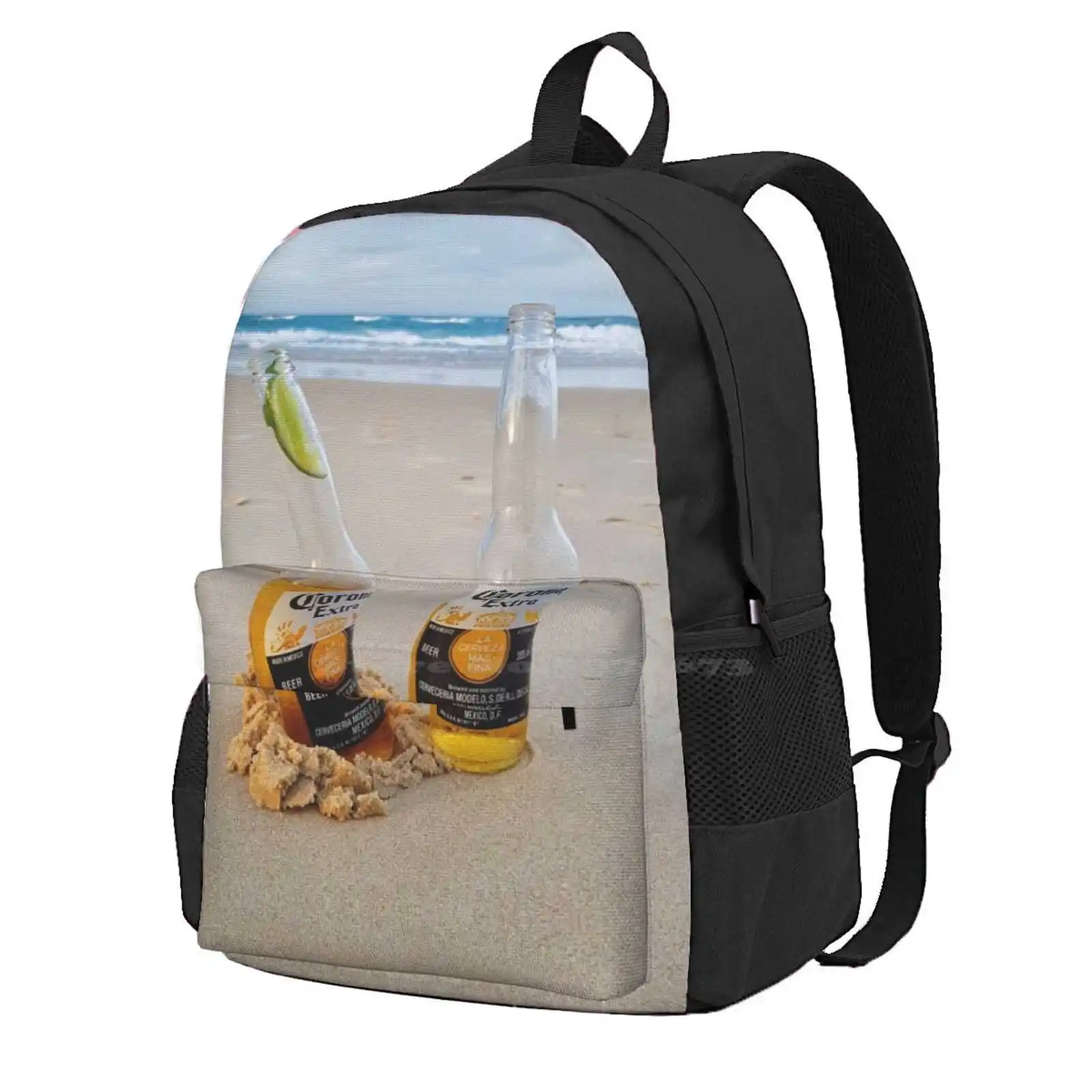 Beer O'Clock Hot Sale Schoolbag Backpack Fashion Bags Beer Drinks Sand Beach Surf Summer