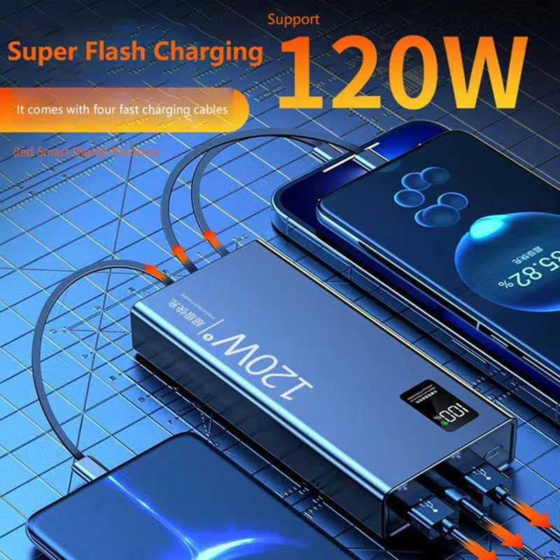 VIVO 120W 50000mAh High Capacity Power Bank 4 in 1 Cables Fast Charging Power Bank Portable Charger For iPhone Samsung NEW view 4