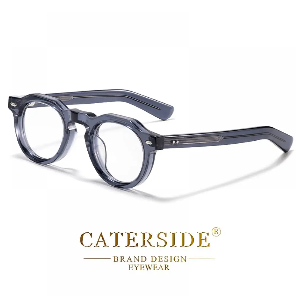 CATERSIDE Neue Retro Herren-Brille mit Flachspiegel, Premium-Acetat, runder dicker Rahmen, Damen-Business-Freizeit-Modebrille – Detail 15