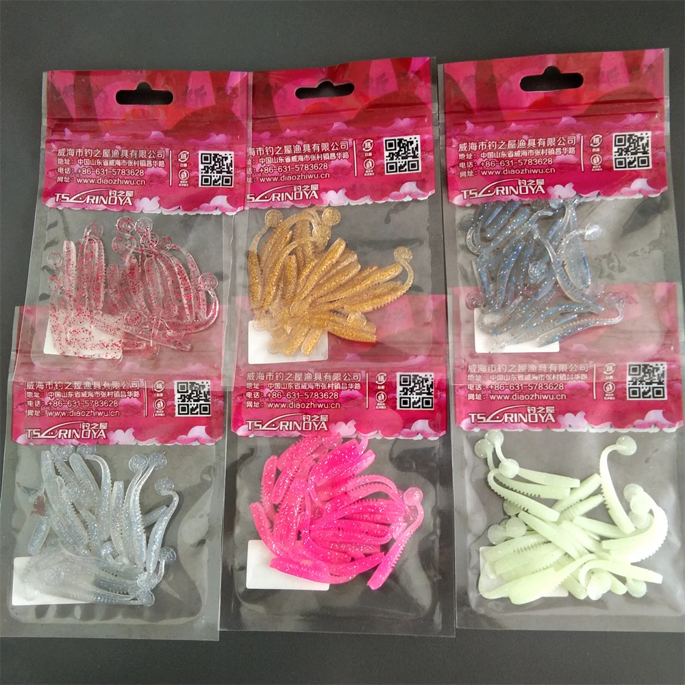 TSURINOYA 6 bags 120pcs T Tail Soft Bait Fishing Lure FLEX 38mm 0.4g Artificial Silicone UV Soft Baits For Ajing Rockfish