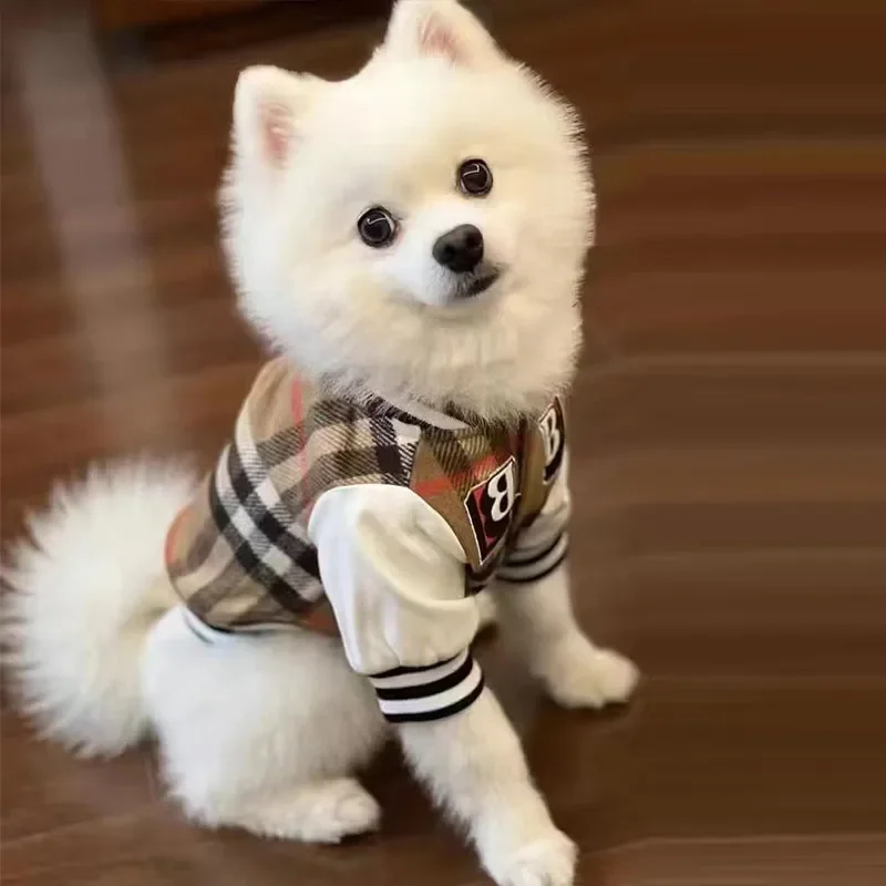 Checkered Fashion Pet Coat - Soft Warm Spring/Autumn Baseball Jacket for Dogs & Cats