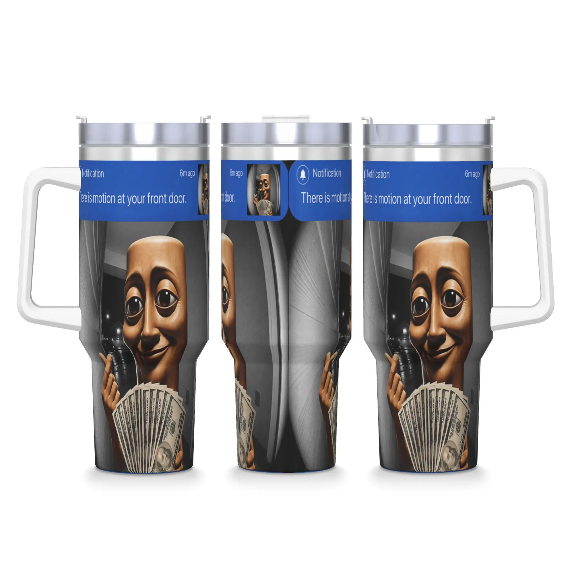 Stainless Steel Tumbler There is Motion At Your Front Door Tung Tung Tung Sahur Meme Car Mugs Driving Cold Drink Water Bottle