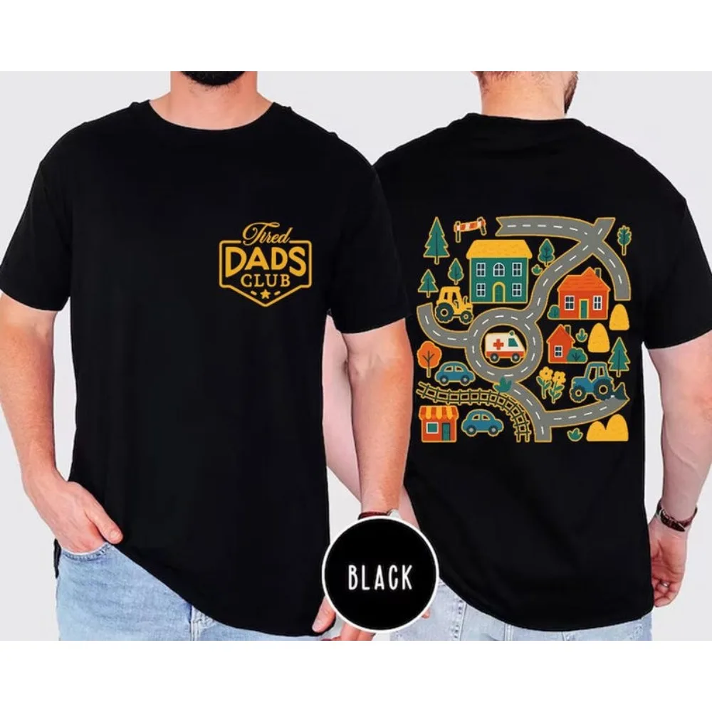 Müde Väter Club Shirt Matte Road Car Rennstrecke bedrucktes T-Shirt Lustiges Vatertagsgeschenk T-Shirt Herren Alltag Casual Home Wear