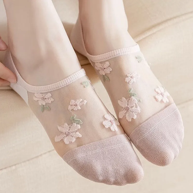 Chaussettes Courtes d'Été en Maille Fine Respirante, Confortables, Kawaii, en Coton, Imprimé à la Mode, pour Femme et Fille, 6 Paires/Lot