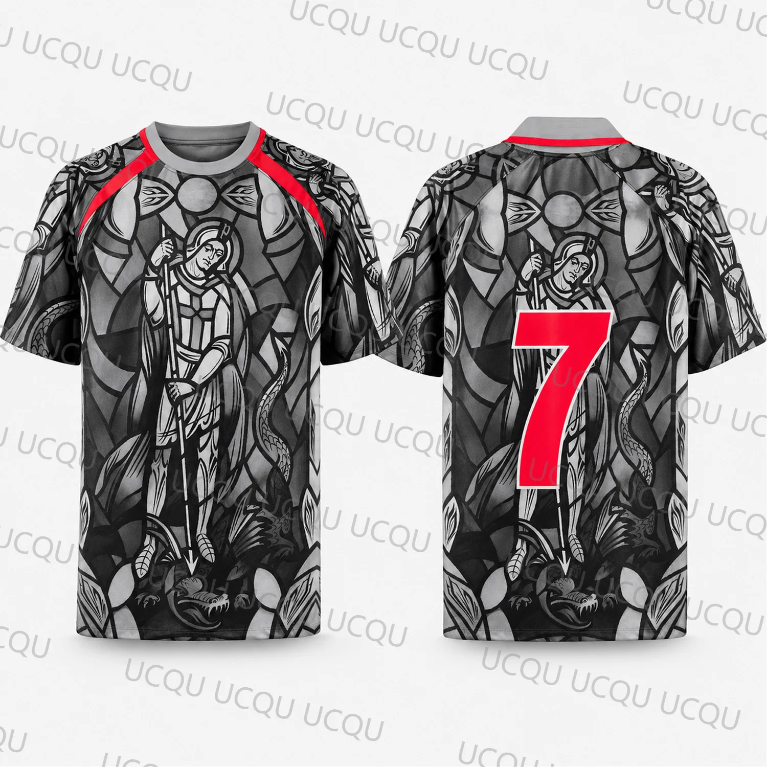 2026 Stained Glass 7 Football T‑Shirt Black Grey Quick‑Dry Unisex Men Women Summer Fan Sports Casual Short Sleeve Tee