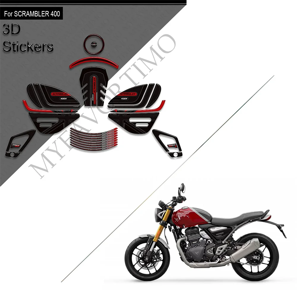 

For Triumph Scrambler 400X Motorcycle Fuel Tank Sticker Moto Decals Wheels Stickers Scrambler400X 400 X 2024 2025