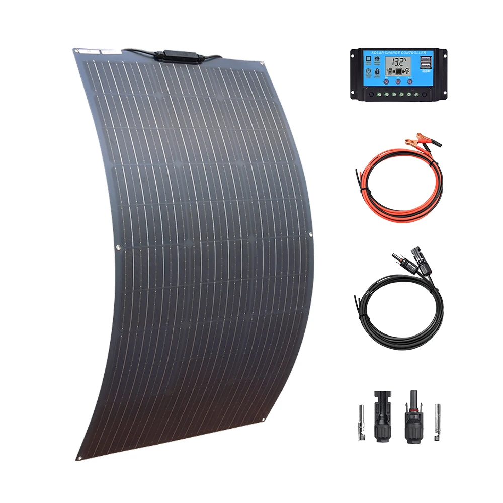 Solar Panels 100W 200W 300W 400W Solar Panel Kit or 18V Flexible Mono Photovoltaic Solar Plate Power 12V 24V Camping Car