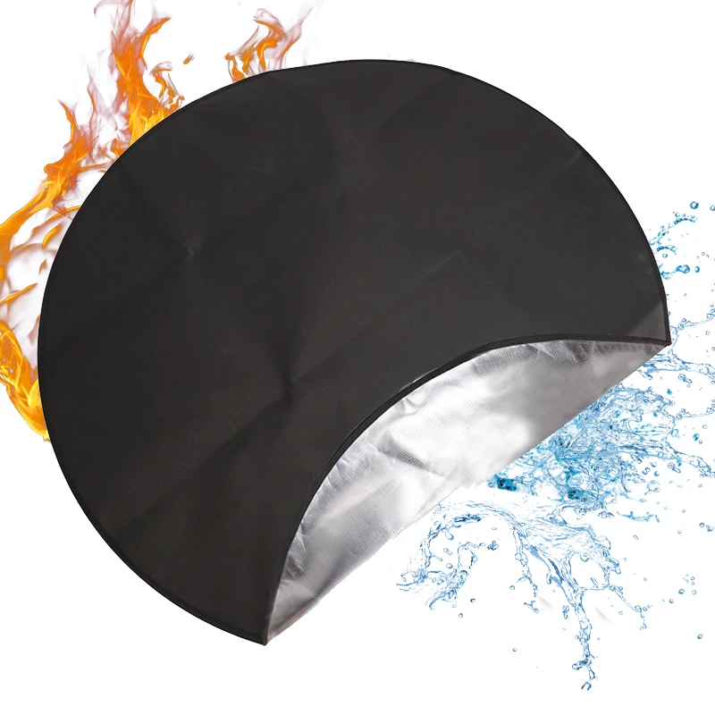 Round Silver Home BBQ Camping Outdoor Fiberglass Silicone Firepit Fire Retardant Fireproof Mat for Fire Pit
