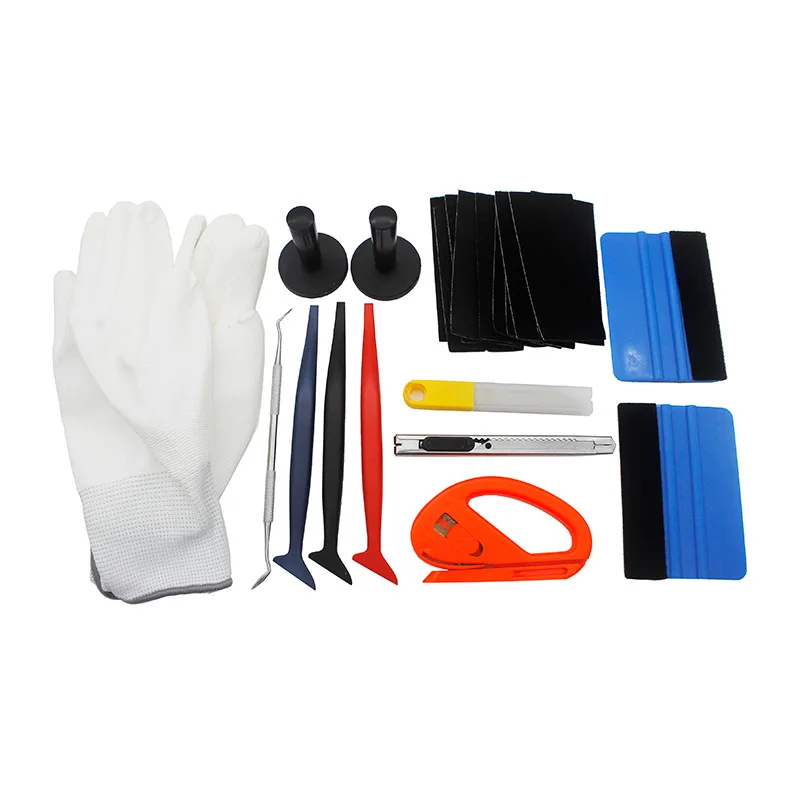 8Pcs Set Standard Vinyl Wrap Kit Car Application Film Tools Felt Squeegee Magnets Blades Sticks Vinyl Cutter Gloves 8SC2