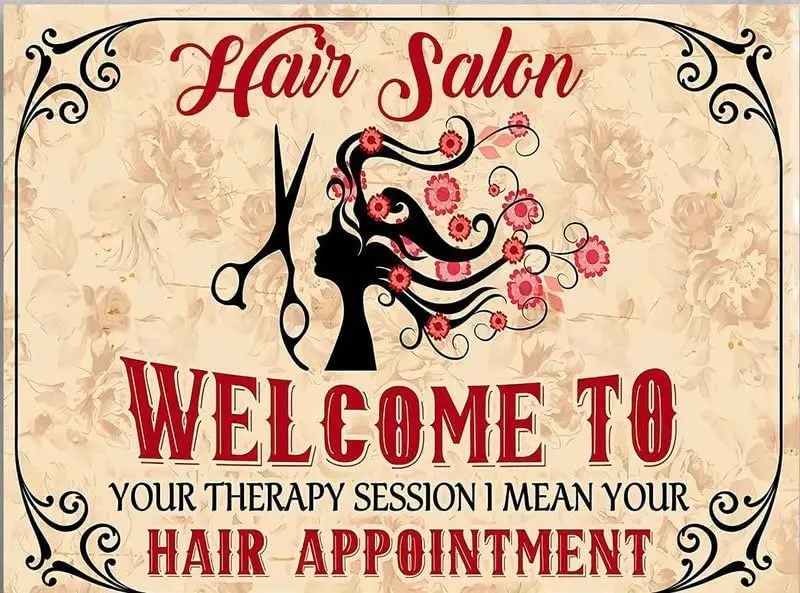 Vintage Tin Sign Hair Salon Welcome to Your Therapy Session I Mean Your Hair Appointment Retro Sign Home Coffee Wall Decor 8x12