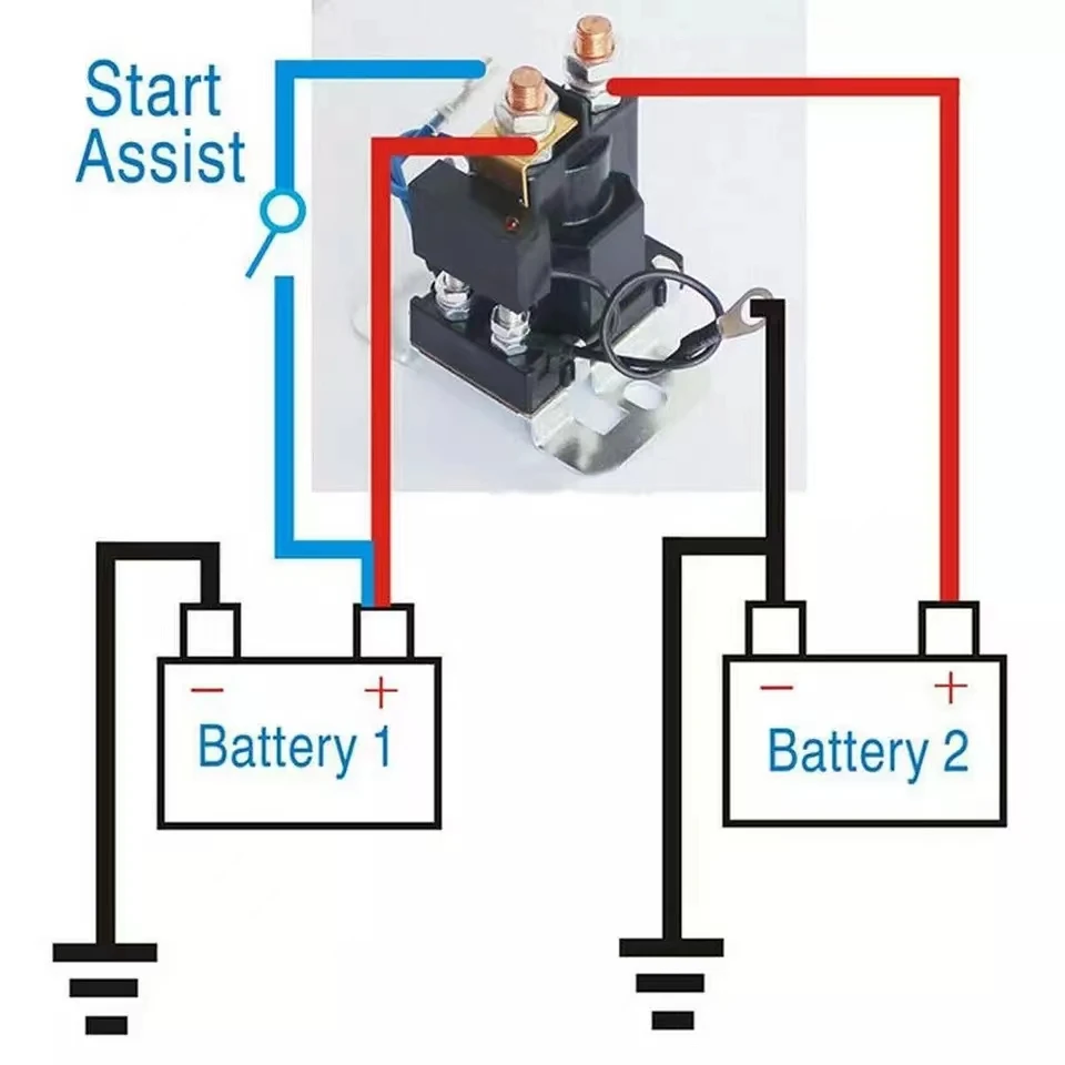 Relè per Auto relè solenoide di avviamento 500A/12V/24V 4 terminali interruttore di alimentazione per avviamento Auto doppio isolatore batteria