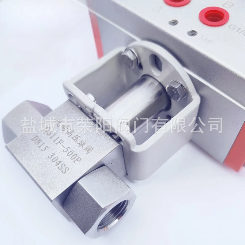 Utility Q611F‑320P Pneumatic High‑Pressure Ball Valve Stainless Steel Threaded 4‑Min 1‑Inch Natural Gas Filling Station