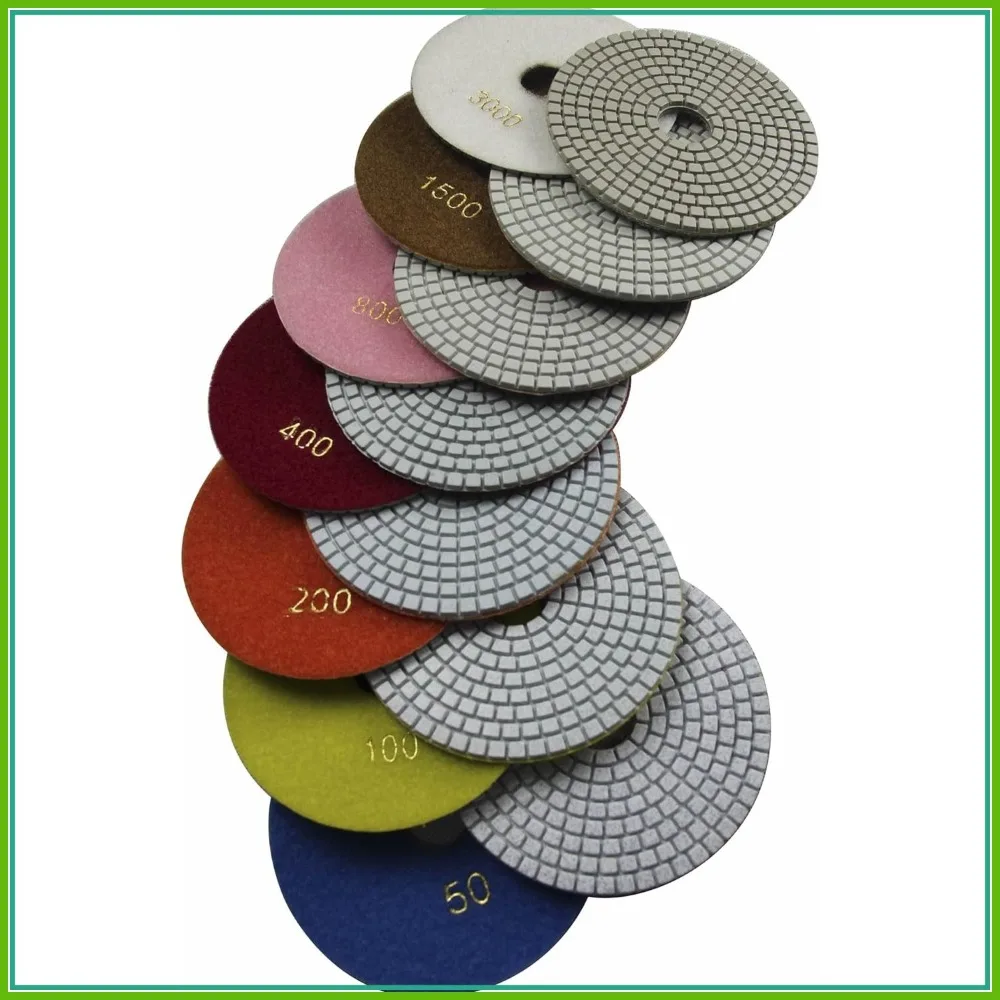 

7 Inch Wet Diamond Polishing Pads Set - 7 Pieces for Marble, Granite, Stone (Grit 50-3000)