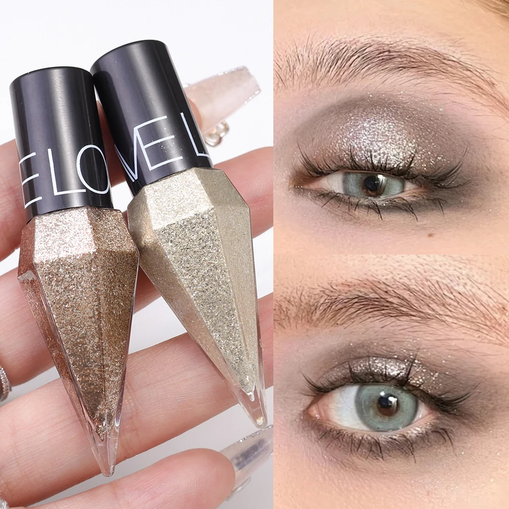 Delineador líquido com glitter diamante, 5 cores, longa duração, à prova d'água, maquiagem para os olhos, brilhante, suave, sombra líquida, cosméticos