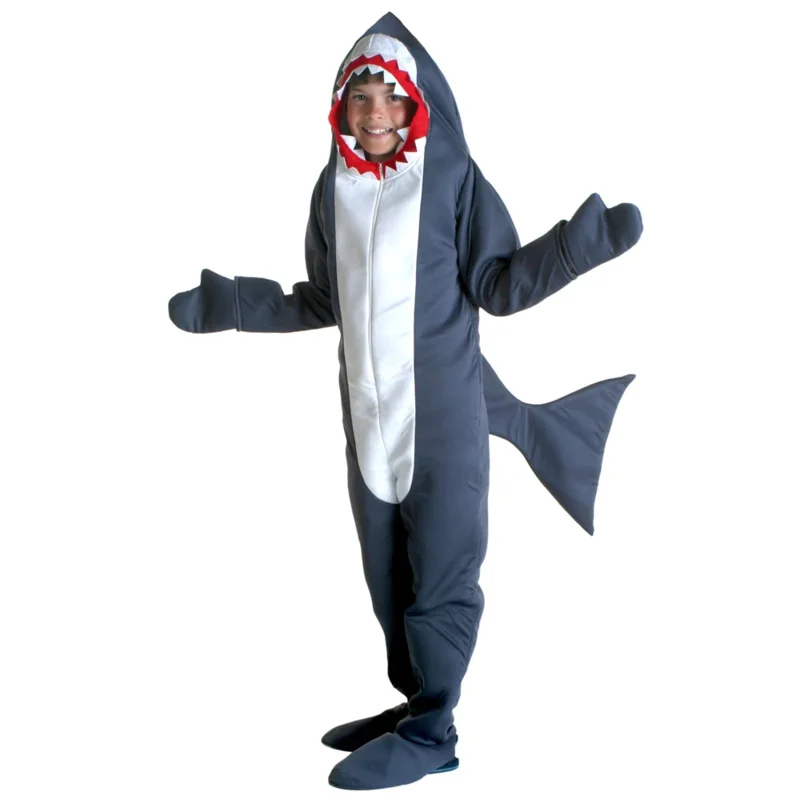 Halloween Costume For Kids Shark Costume Child Grey Shark Jumpsuit Animal Birthday Party Girls Boys Purim Cosplay OI5026