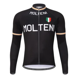 MOLTENI Retro Molteni Men Cycling Jersey Team Mtb Clothes Bike Long Sleeve Winter Triathlon Sports Clothing Black Men's