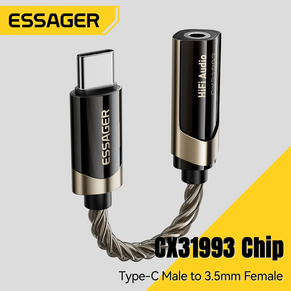 Essager HiFi Audio Adapter Type-C to 3.5mm Jack Headphone Aux Cable OTG for iPhone 17/16/15 pro Max - Hi-Fi Sound Quality