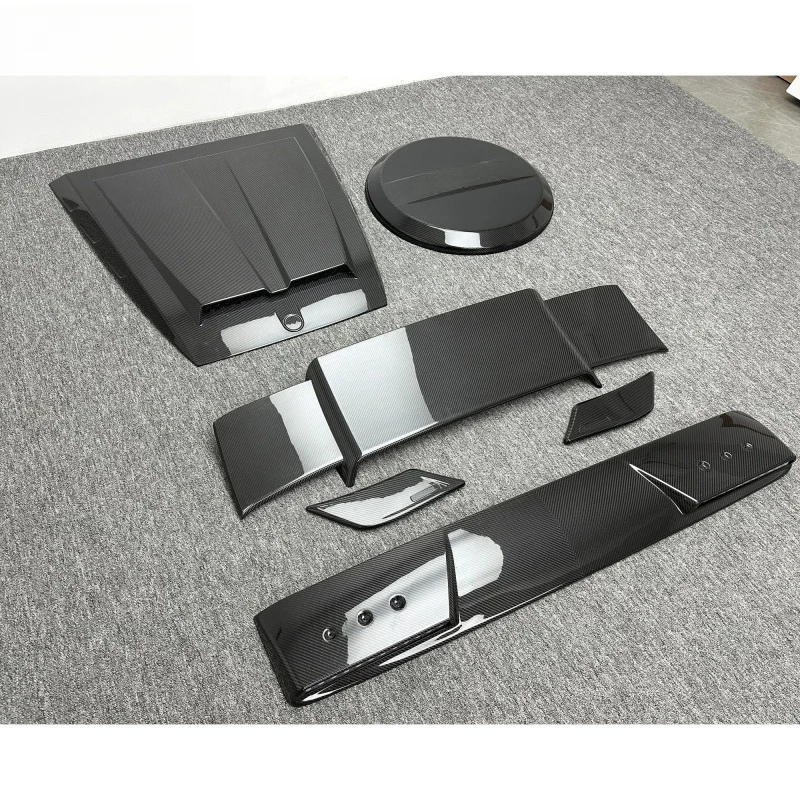 

B Style Dry Carbon Fiber Wheel Spare Tire Cover Hood Scoop Rear Spoiler Roof Wing Kit for W463 W464 G500 G63