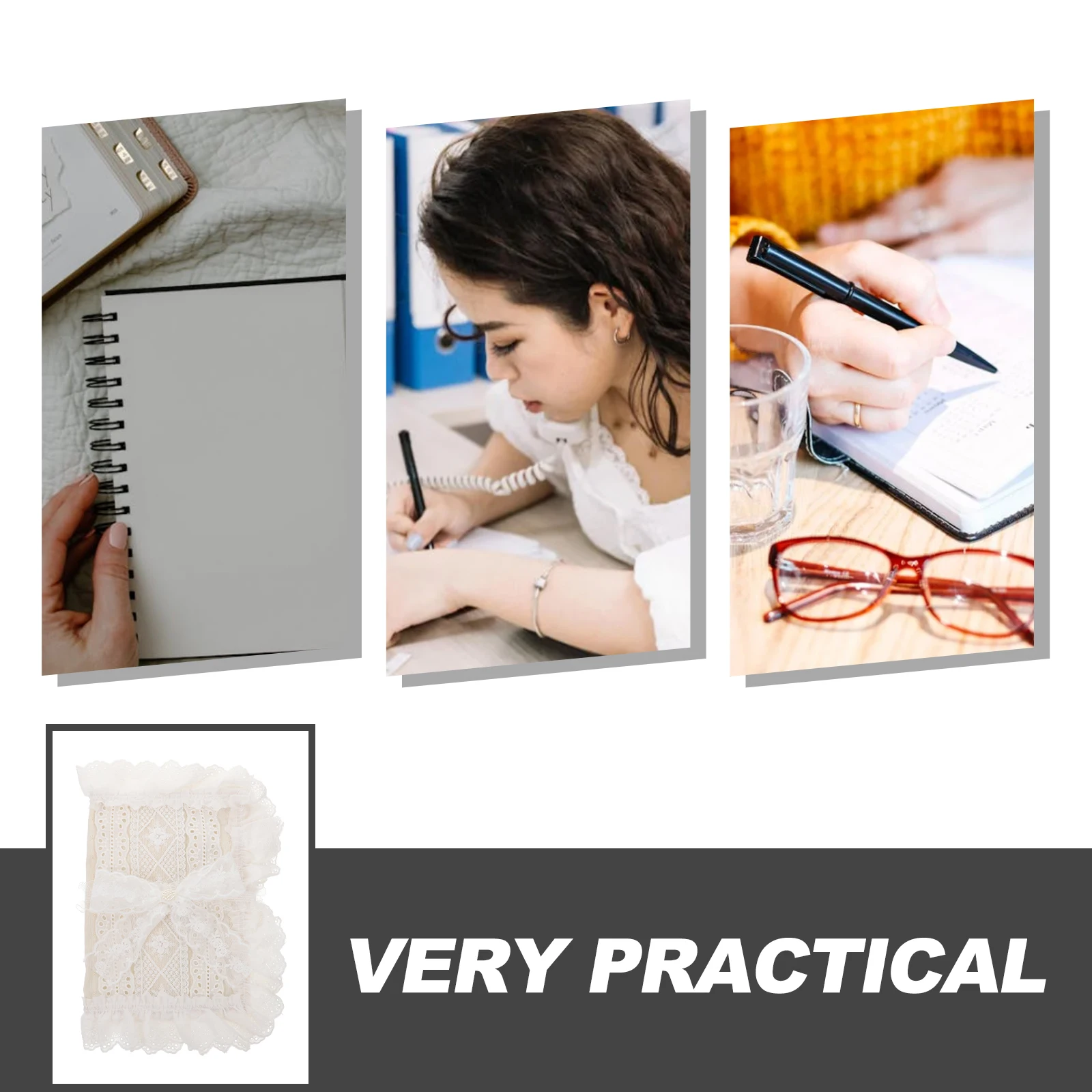 

Cloth Lace Trim Book Sleeve A5 Protective Cover Lightweight Anti-Rip Stylish Book Protector for Reading Study Travel