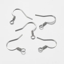 50pcs 316 Surgical Stainless Steel French Earring Hooks with Horizontal Loop Flat Earring Hooks Stainless Steel Color