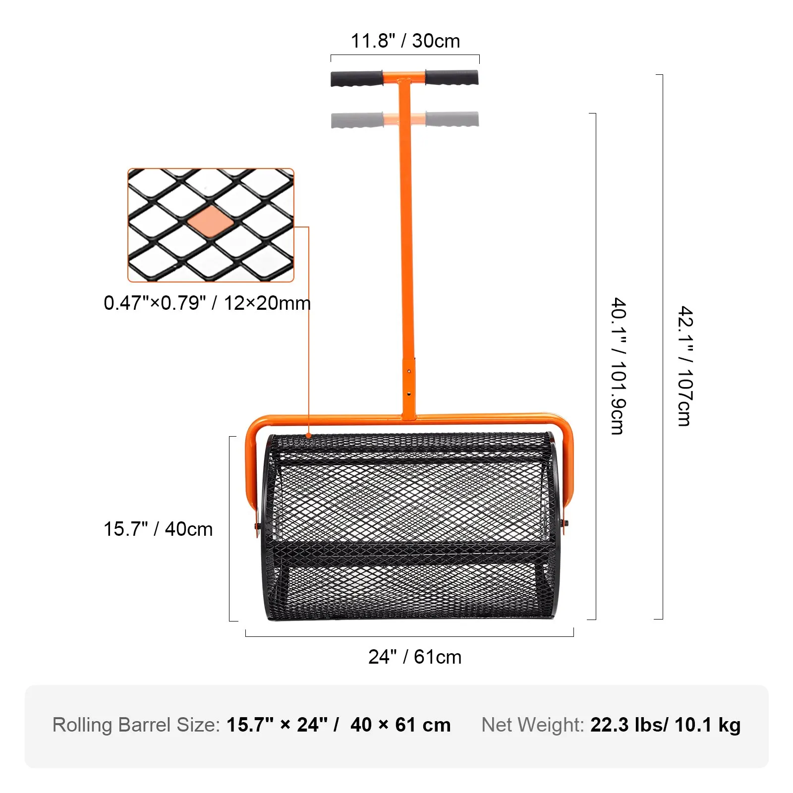 مفرشة سماد، مفرشة طحالب الخث، ارتفاع 24 بوصة، قابلة للتعديل، موزعات الحديقة والحديقة، سماد، التربة العلوية، المهاد - متينة