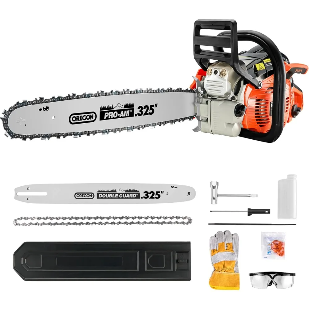 20 Inch 2-Cycle Gas Chainsaw for Tree Trimming, Wood Cutting, and Land Clearing with Automatic Oiler