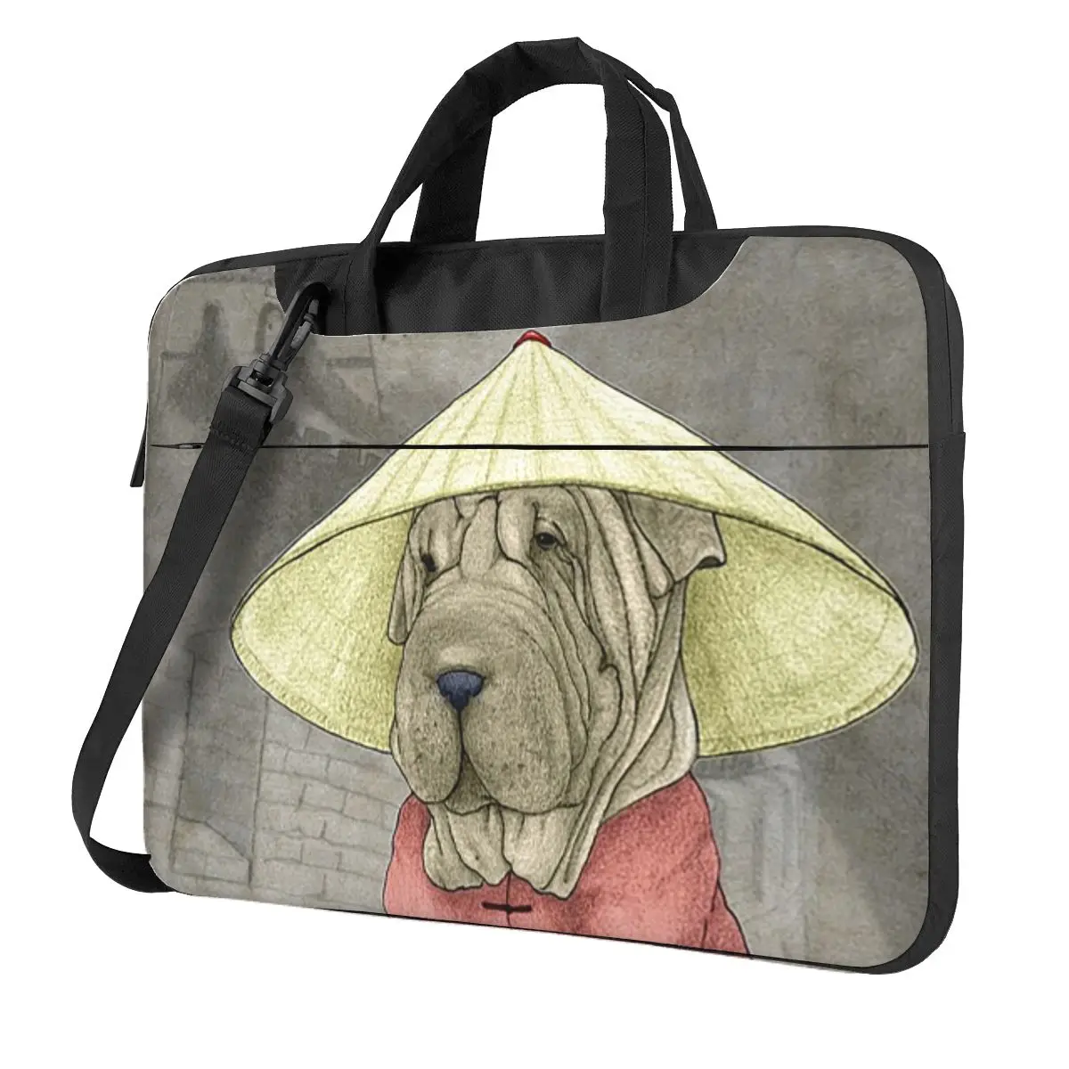 

Shar Pei On The Great Wall Crossbody Laptop Bag Case Computer Bag 13 14 15.6 Inch Notebook Pouch for Macbook Pro Lenovo
