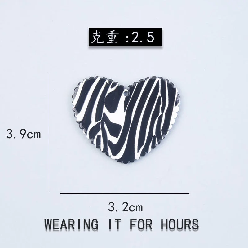 2025 Newest 50pcs/lot pattern print cartoon hearts rounds shape acrylic beads diy jewelry garment/key chain pendant accessory