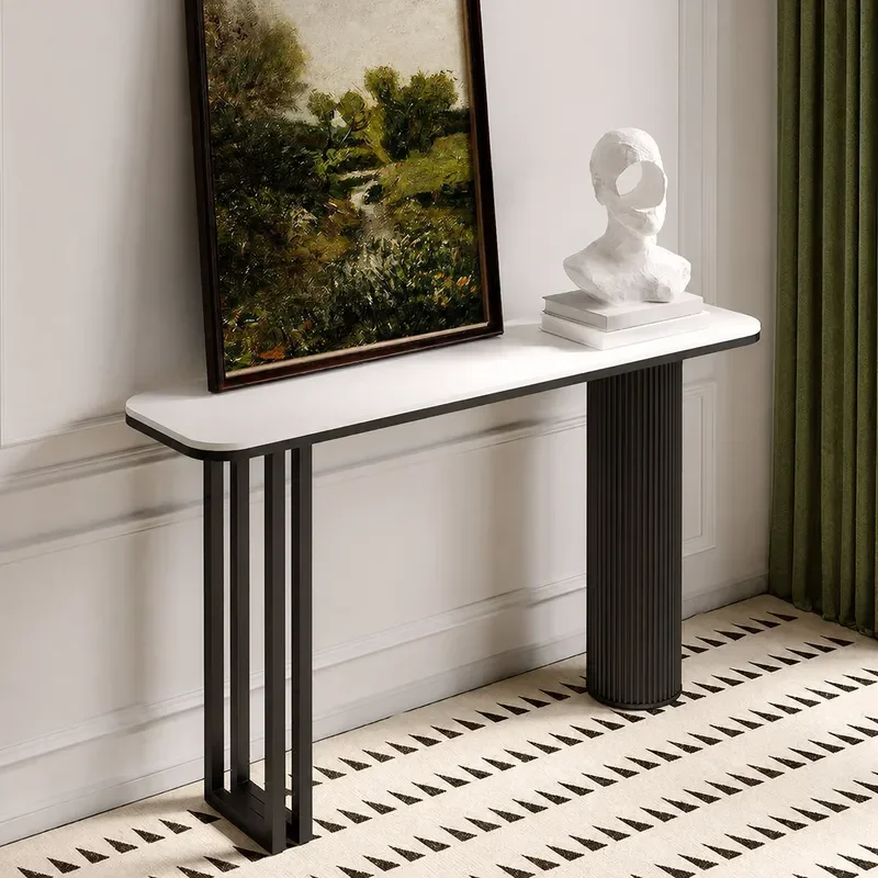 Modern Italian Light Luxury Rock Slab Entryway Table Simple Wall Mounted Corridor Cabinet Console Table for Entrance Hall End