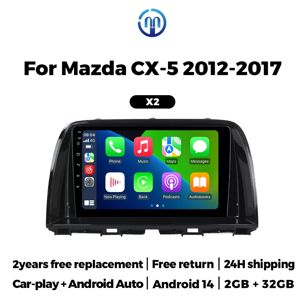 

NAVIFLY 4 Core Android 14 Car FM Radio For Mazda CX 5 CX5 CX-5 2012-2017 Multimedia Video Players Wireless Carplay Auto GPS BT