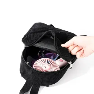 Black Mini Fashion Corduroy Women's Backpack Small Backpack Small School Backpack 12 Main Sales Black Women's Backpack - №3