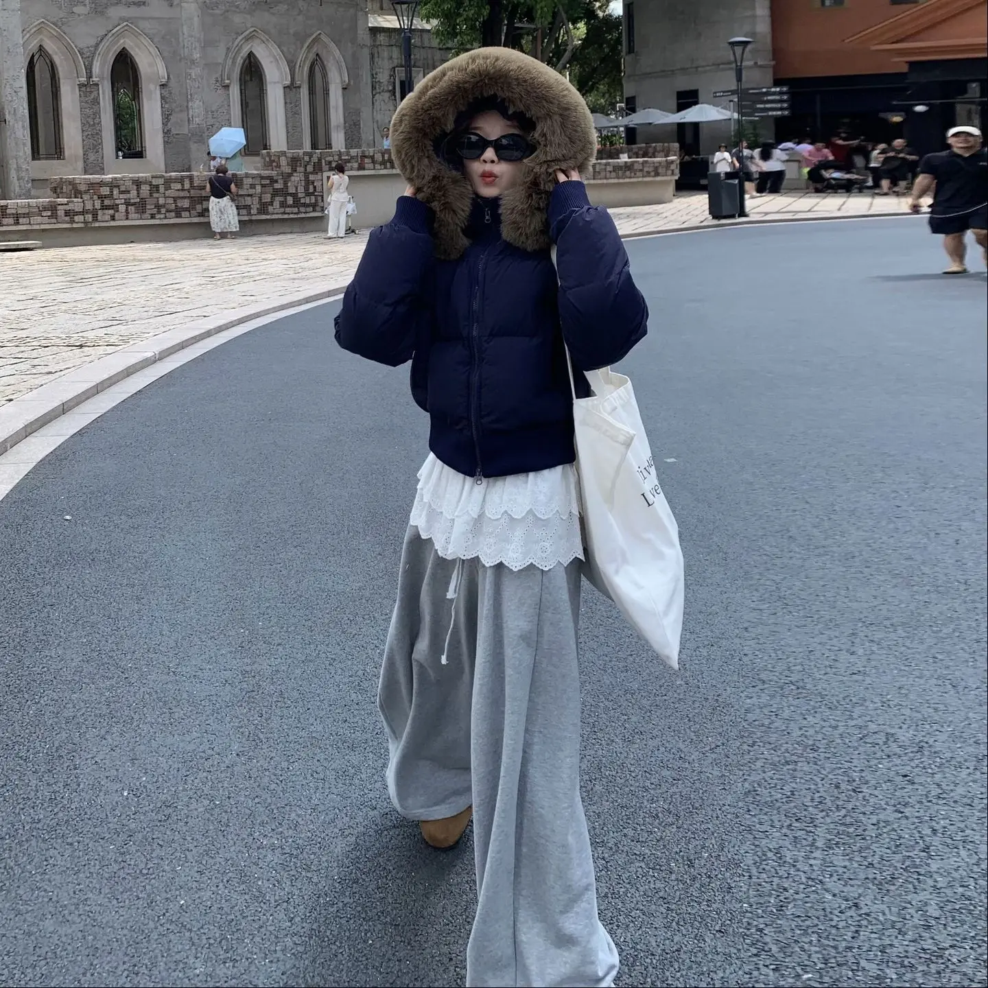 Elegante forro gola de pele capuz solto casaco feminino y2k grosso moda parkas casual topos outerwear jaquetas acolchoadas inverno novas roupas