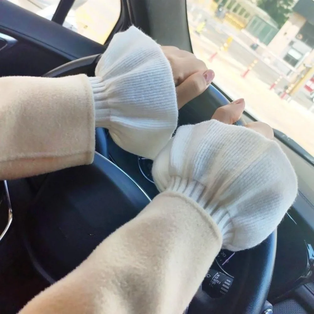 Hadiah Dekoratif Sweter Dapat Dilepas Lengan Siku Ruffle Universal Ruffle Lengan Palsu Rajutan Baru
