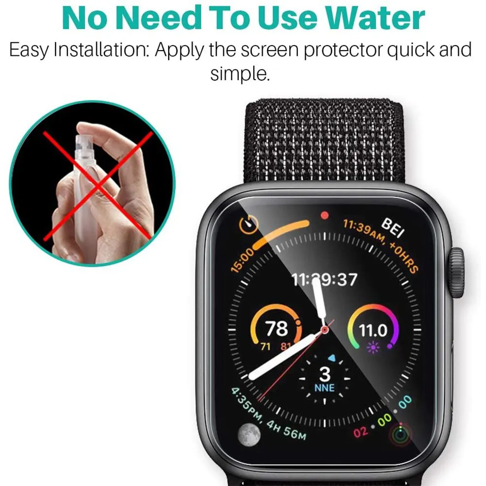 Película protectora de pantalla para Apple Watch, Protector completo para IWatch Series 9, 8, 7, 6, SE, 5, 4, 3, 38mm, 42mm, 45mm, 41mm, 40mm, 44mm, lote de 5 unidades