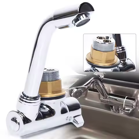 Gas Camping Stove Boat Caravan RV Camper LPG Stove Hot Cold Water Faucet Tap 360 Degree Rotating Folding (GR-S001A, 1 Faucet)