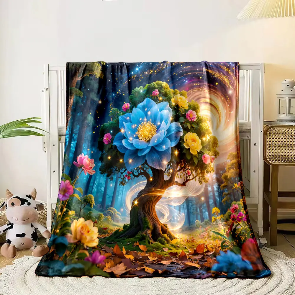 Dreamy and Fantastical Flowering Trees Printing Adult Children Warm Blankets Home Travel Car Soft and Comfortable Luxury Gifts