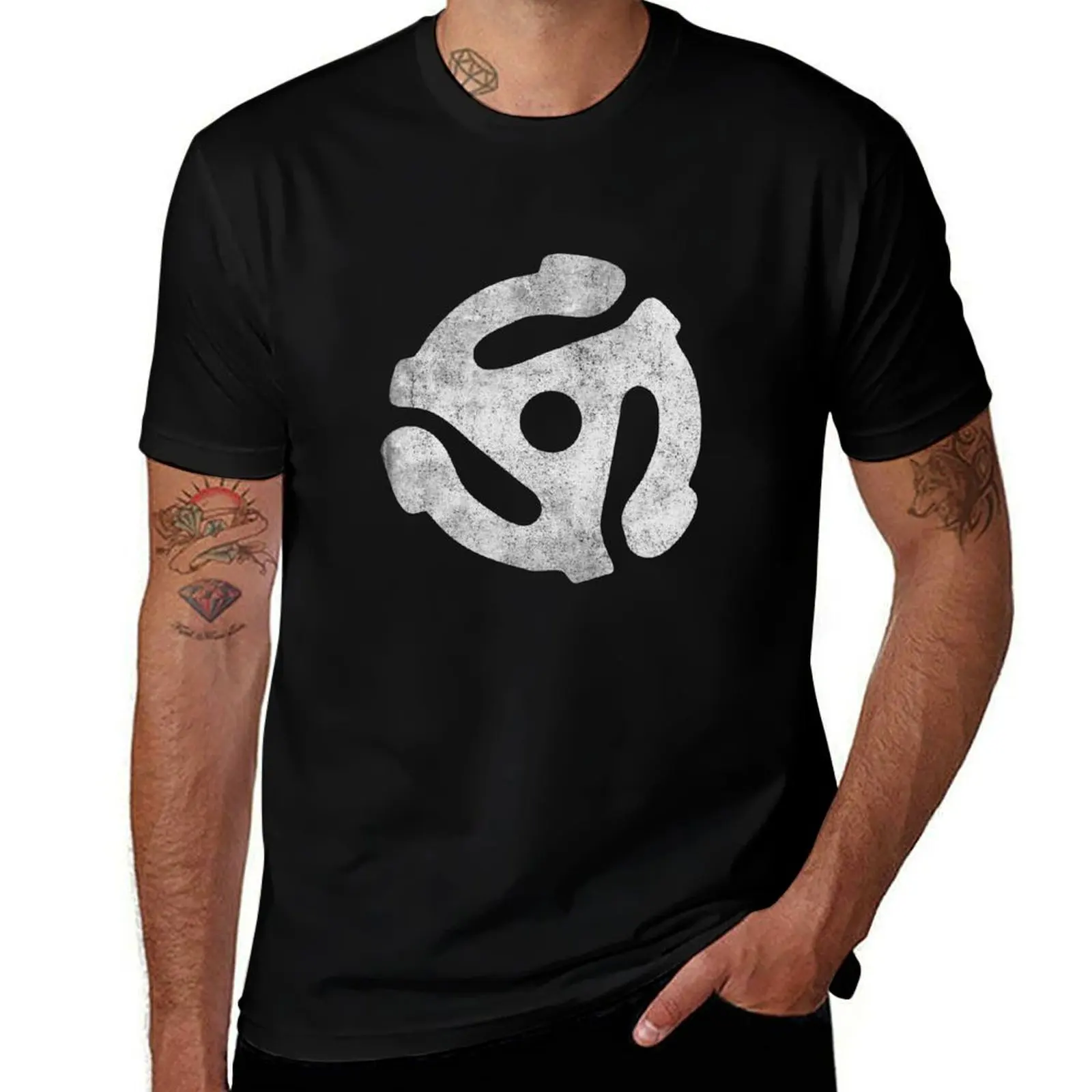 Vintage 45 Rpm Record Adapter T-Shirt Street Art Print Tee Shirt T-Shirt
