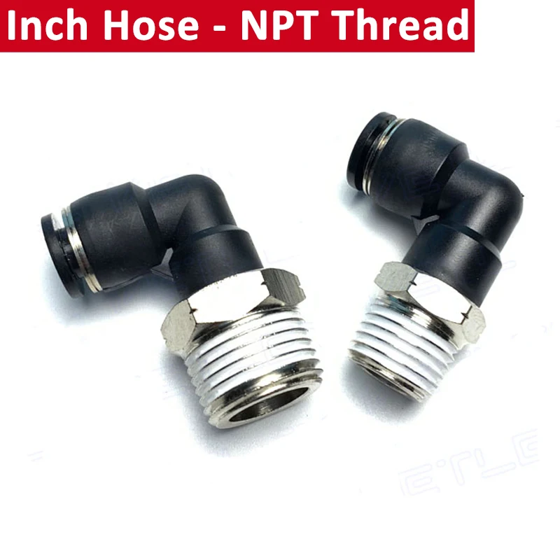 

PL Pneumatic Fitting Hole 5/32 3/16 5/16 NPT Thread 1/8" 1/4" 1/2" External Elbow Quick Release Pipe Air Connector