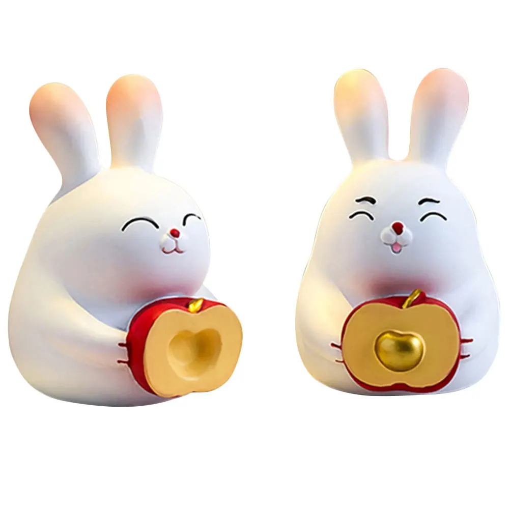 

Wedding Decor Rabbit Figure Small Figurine Couple Statue Porch Bunny Ornament Bride