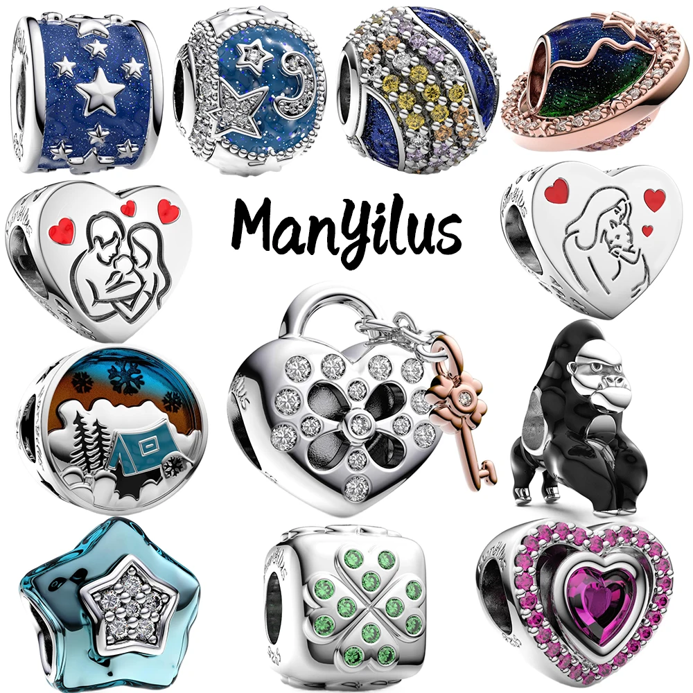 

Manyilus 925 Sterling Silver Mixed Theme Charms Set for Original Bracelet & Necklace Enamel Cubic Zirconia Paved Jewelry Gift