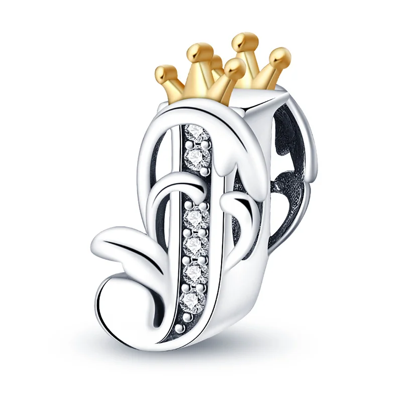925 Sterling Silver Letter Charm Bead A-Z for Bracelets - Product Image 10