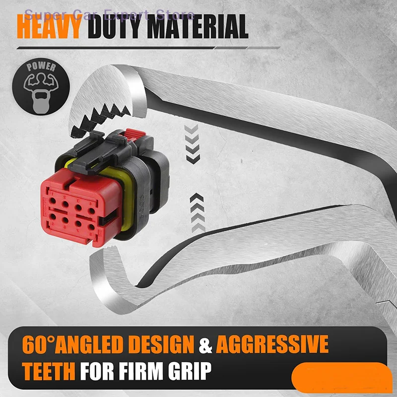 

8" 60-Degree Electrical Disconnect Pliers For Automotive Connectors & Sensors - Angled Wire Plug Removal Tool