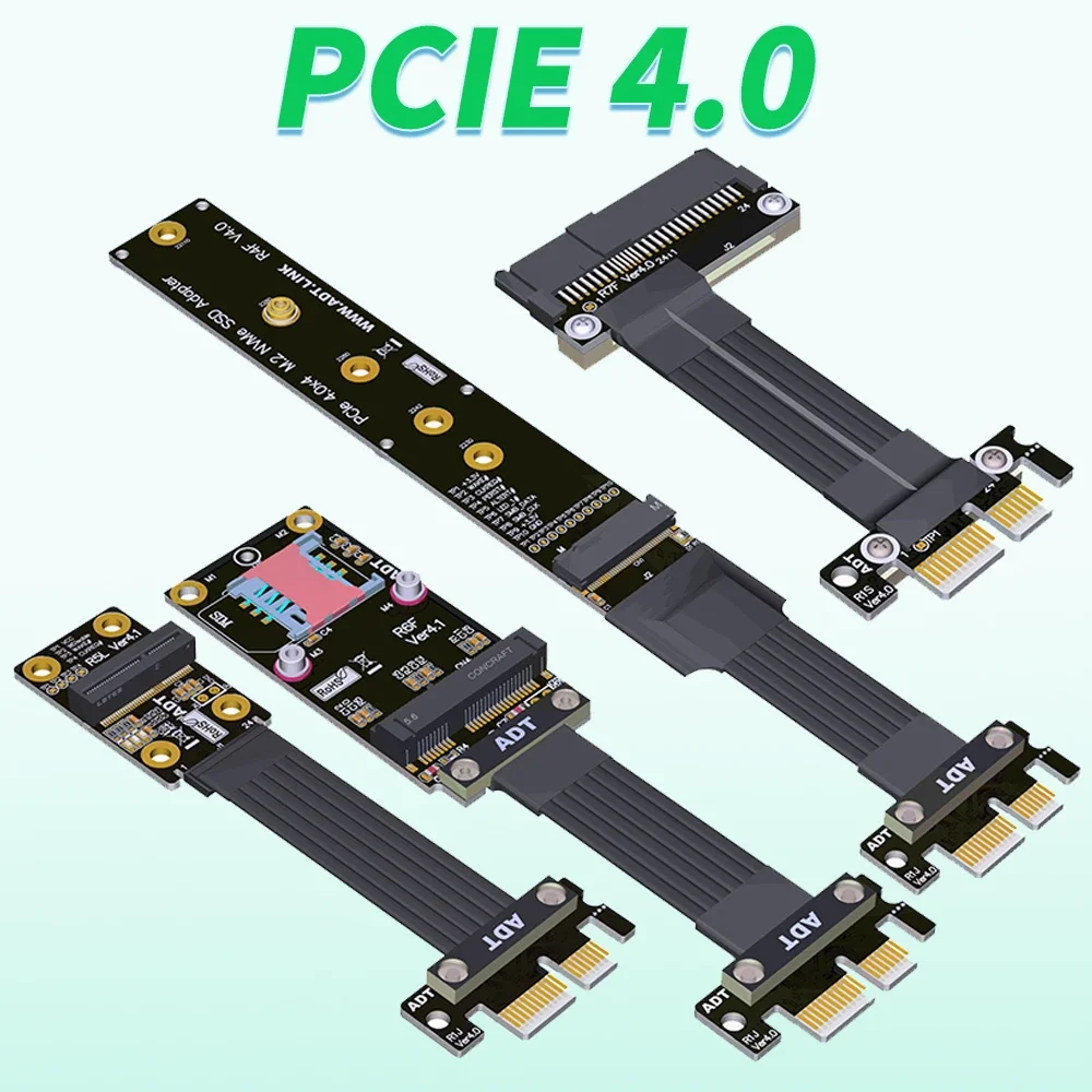 

Riser PCI-E 4.0 X1 To M.2 U.2 SSD Mini PCI-E mPCIe SFF8639 Удлинительный кабель PCI Express PCIe 1X Беспроводной сетевой кабель M2 Wi-Fi NVMe ADT