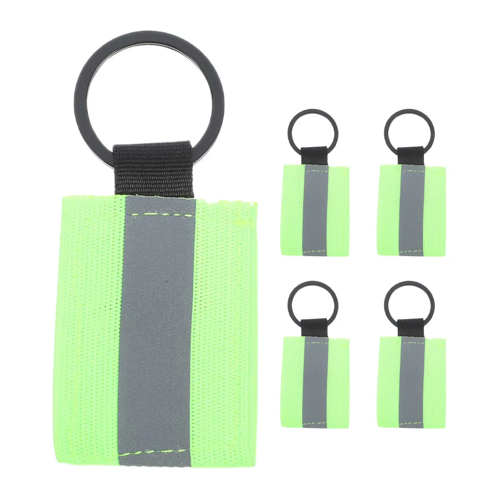 5Pcs Double Sided Reflective Keychain Tags Nylon Aluminum Alloy High Visibility Night Safety Gear for Backpack Zipper Running