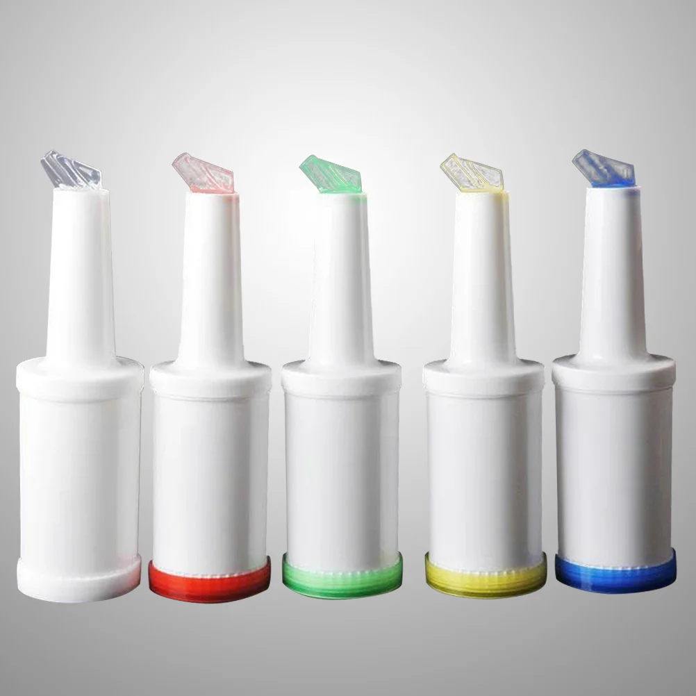 6Pcs 1L Drink Spout Pitcher Juice Bar Pour Bottles Plastic Go Containers Jug Bartender Accessories Fruit (Random color)