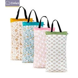 Elinfant 40*70cm bolsa grande colgante húmeda/seca para pañales de tela lavandería con dos cremalleras bolsa de pañales impermeable paquete de pañales para bebés